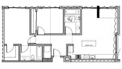 Floor plan for 2 beds, 2 baths, 1108 sqft